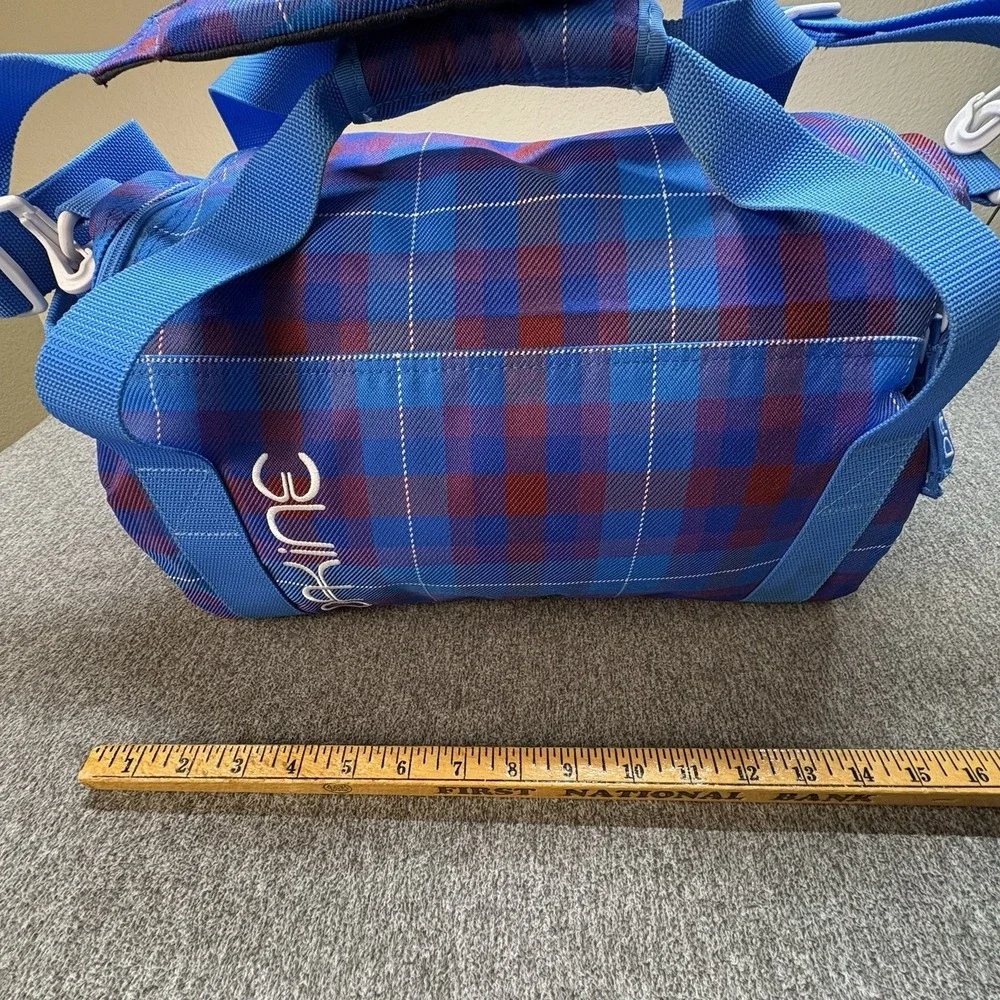 Dakine EQ‎ Sports Bag Duffle Red Blue Plaid Print Gym Carry On